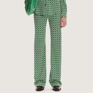 Stine Goya Marc Green Check Print Knit High Waist Wide Leg Pants XXS NWT $268